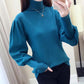 Women's Turtleneck Sweater Autumn Winter Lantern Sleeve Knit Top Loose Solid Color Pullover Sweater loose knitwear