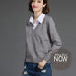 Fake Two-piece Sweater Tops Women's Lapel Pullover Sweater Outer Wear all-mach Loose Short Thick Knitted Sweater OL Style Office Ladies Workwear