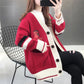 Women's Knitted Cardigan Sweater Loose Spring and Autumn Style Lazy Wind Sweater Coat