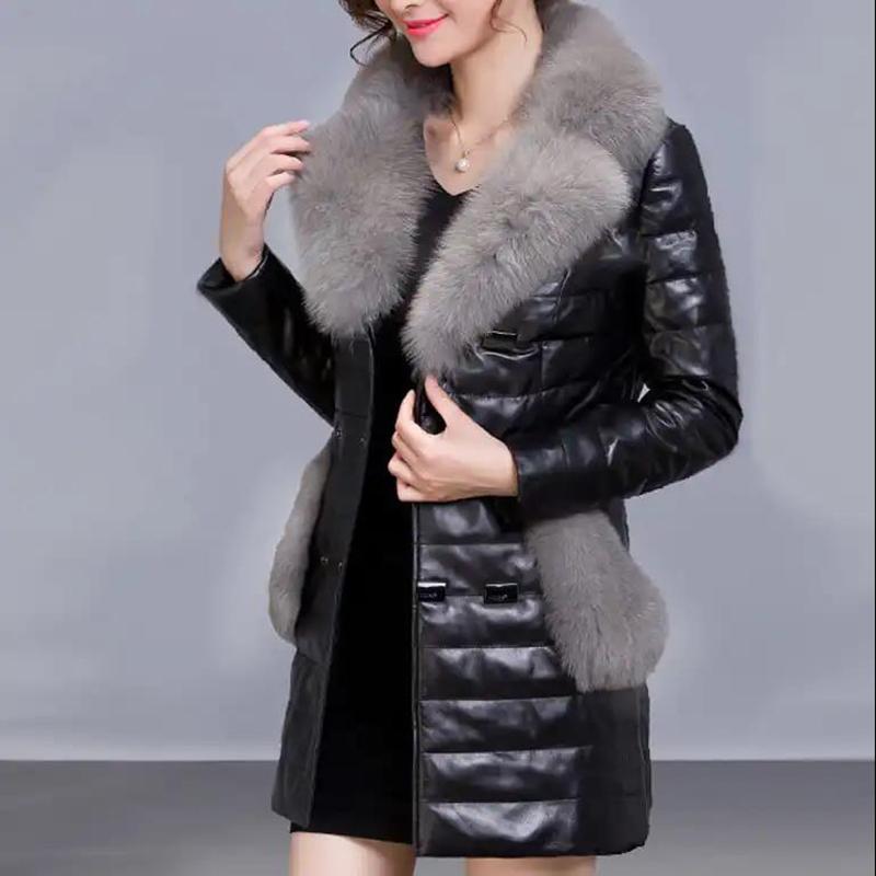 Women's Winter Korean Loose Quilted Coat Warm Stand-collar Down Jacket Women's Glossy Mid-length Down Jacket