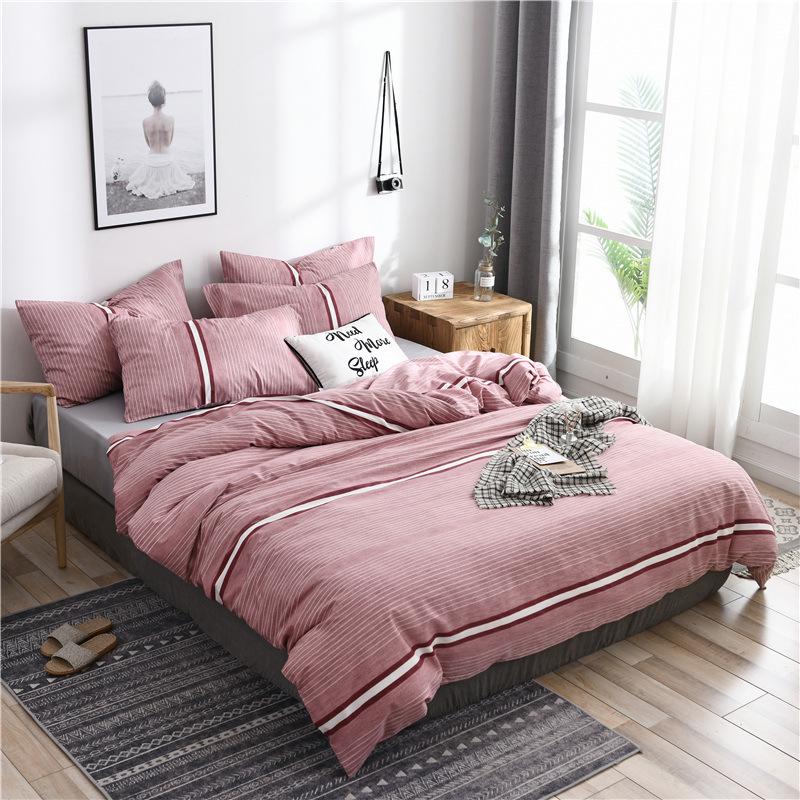 Comforter Bedding Sets Simple Boy Men Women for Striped Lattice Printing Duvet Cover