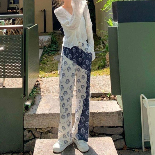 Ice Silk Pants Women's Summer Thin Trousers Loose and Thin Wide-legged Casual Fashion High-waist Net Red Mopping Pants