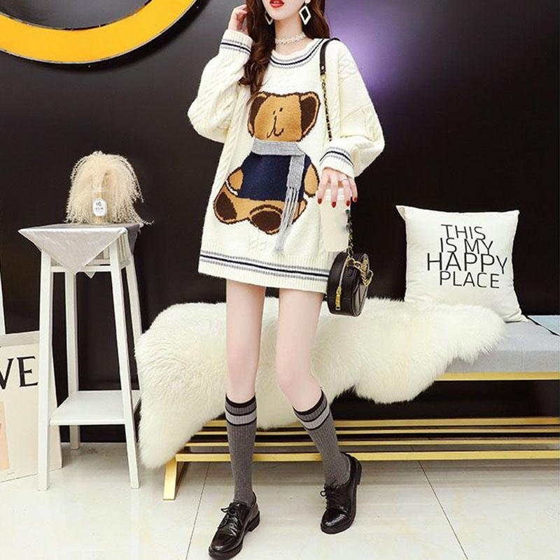 Autumn and Winter Loose Casual Sweater College Style Knit Top Long Sleeve Simple Female Top