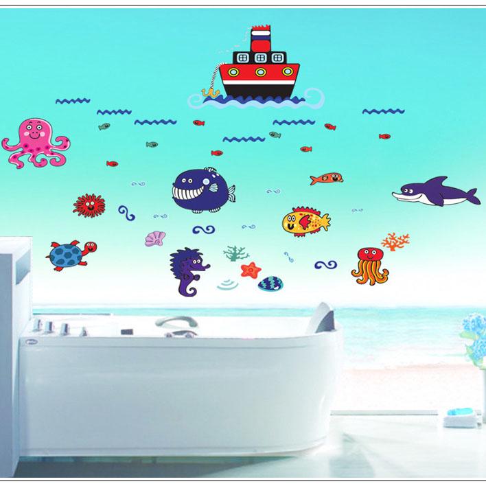 Underwater World Wall Sticker Living Room Bedroom Corridor Background Decoration Removable Sticker