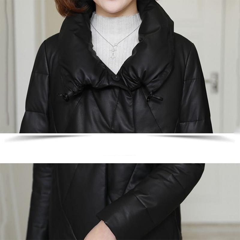 Women's Winter Korean Loose Quilted Coat Warm Stand-collar Down Jacket Women's Solid Color Patent Leather Long Down Jacket