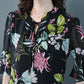 Summer Chiffon Shirt Women's Loose Plus Size Printed Shirt Doll Collar Top