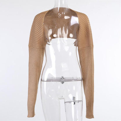 Knit Cardigan Short Outer Shawl  Shrugs Women Autumn Loose Sweater Ultra Short Top
