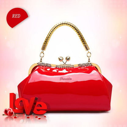 Ladies Shiny Leather Bag Handbag Fashion Shoulder Bag Diagonal Women's Bag Wedding Bag