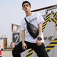 Chest Bag Men's Large Capacity Pu Leather Messenger Bag Outdoor Riding Sports Travel Shoulder Bag