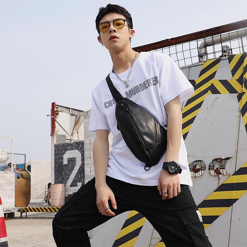 Chest Bag Men's Large Capacity Pu Leather Messenger Bag Outdoor Riding Sports Travel Shoulder Bag