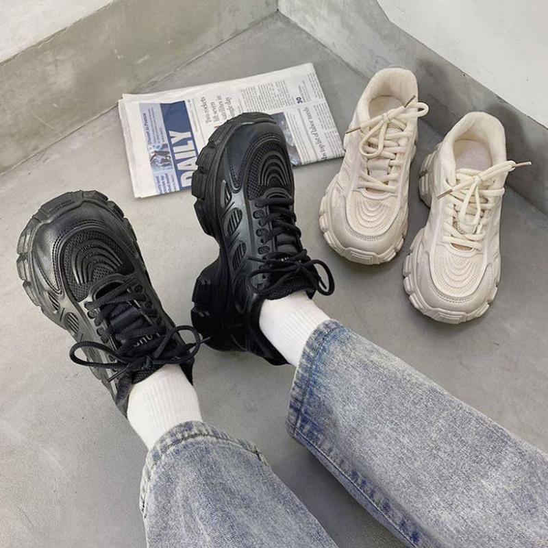 Daddy Shoes Women All-match Spring Sports Shoes Women Casual Comfortable Thick-soled Black Shoes Women