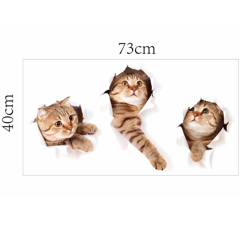[Wall sticker] cute 3 naughty cat wall stickers for kids rooms nursery children bedroom home decorat