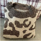 2pcs/set Women Knit Leopard Pullover Sweaters+Pants Sets Woman Fashion Jumpers Trousers 2 PCS Costumes Outfit