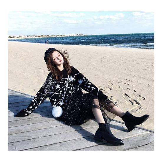 Couple Sweater Winter Cute Star Print O-neck Loose Knitwear Retro Unisex Pullover Jumper