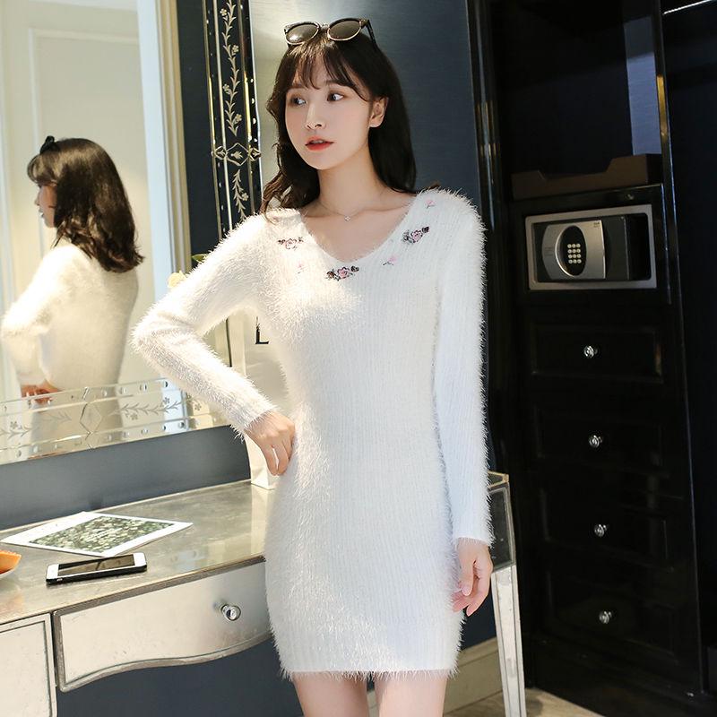 Autumn Women Knitting Skirt Solid Color Turtleneck Knit Sweater Slim Skirt Set