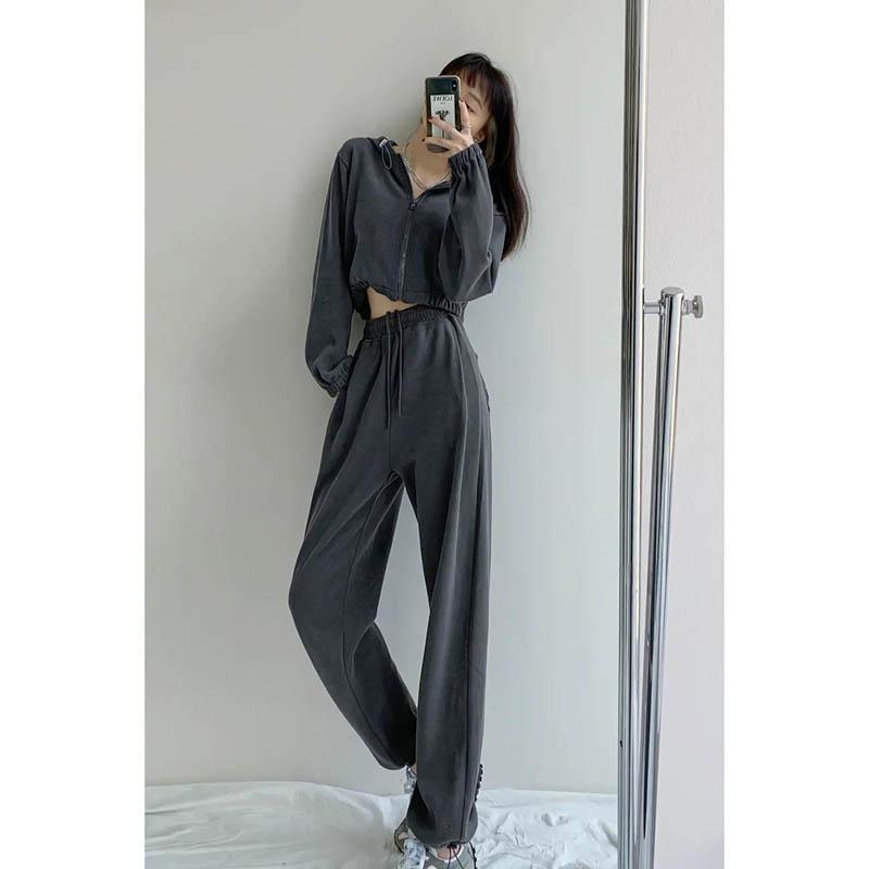 Love Label Drawstring Drawstring Pants Women Thick Loose Casual Sports Pants High Waist Straight Leg Pants Ins Tide