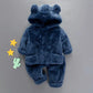 Infant Children's Autumn and Winter Plush Suit Baby Plus Velvet Thick Winter Clothing Double-sided Fleece Two-piece Suit for Boys and Girls