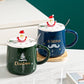 Christmas Mug  Pine Elk Printed Cartoon Water Bottle with Cover and Spoon  New Colorful Festival Household Ceramic Coffee Cup
