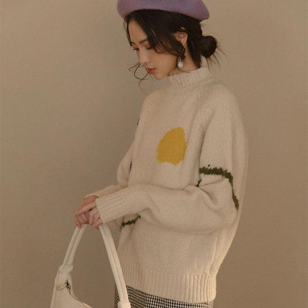 Autumn and Winter Independent Design Fun Egg Yolk Sweater, Casual Sweater Women