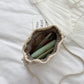 Lace Women's Straw Woven Bucket Bag Cute Summer Student Travel Vacation Beach Bag Shoulder Messenger Bag