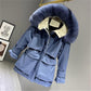 Winter All-match Loose Down Padded Jacket Women's Mid-length Waist Large Fur Collar Thickened Parker