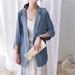 Falling Elegant Solid Color Chiffon Blazer Feminine Temperament Medium Length Casual Suit Loose Thin Coat In Spring and Autumn
