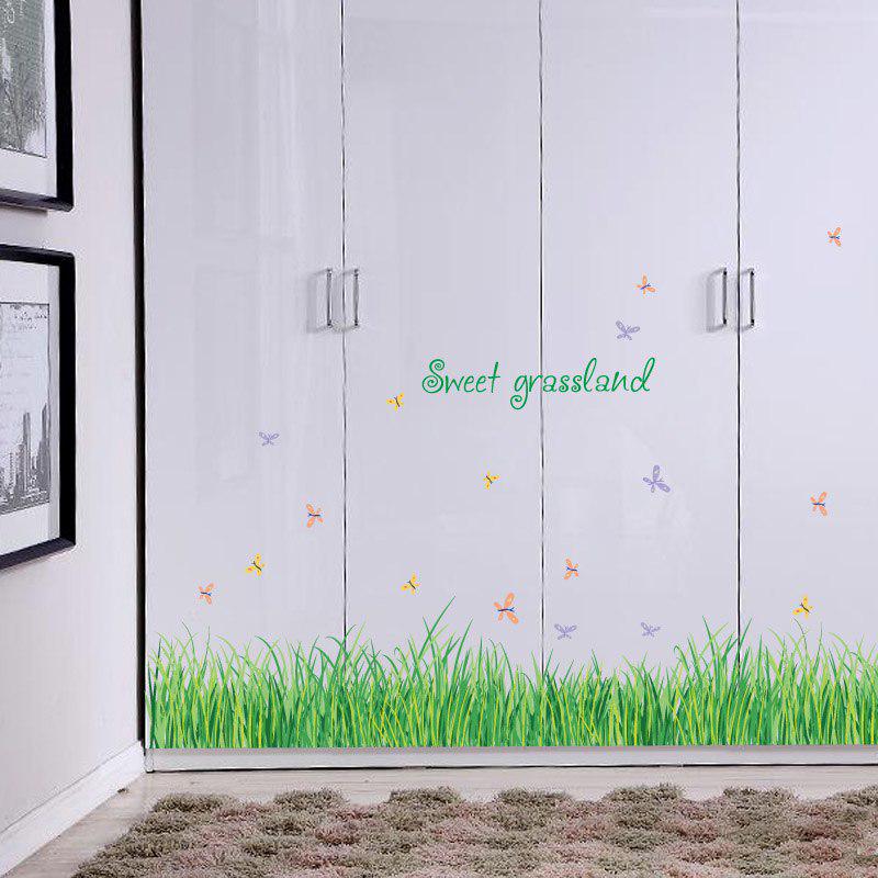 [sticker ]Sweet Green Grassland Wall Stickers Home Decor Bathroom Bedroom Kitchen Art Decal Poster