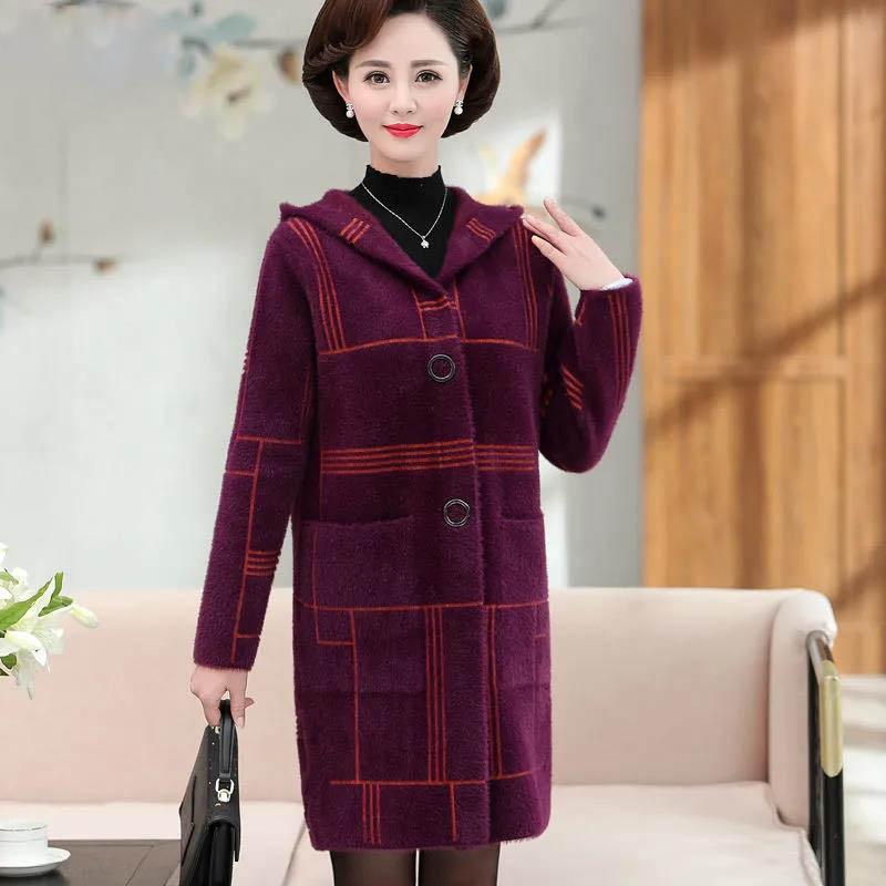 Mom Wears Autumn and Winter Imitation Fur Mink Velvet Jacket All-match Mid-length Large Size Middle-aged and Elderly Women's Western Style Coat