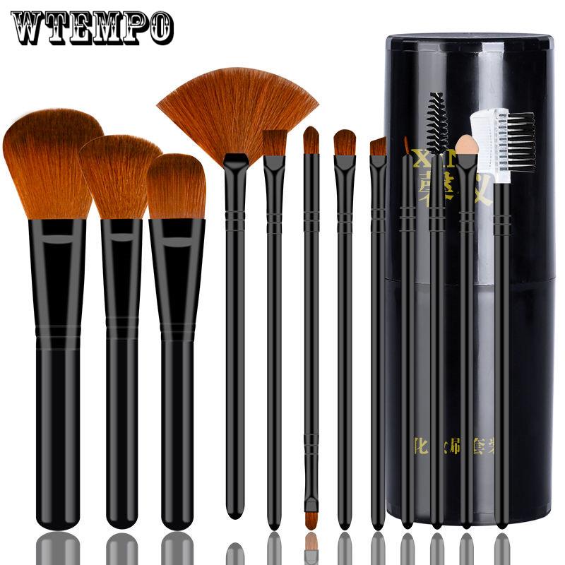 12 Pcs Professional Makeup Brush Set Full Function Foundation Eye Powder Fan Blush Hair Foundation