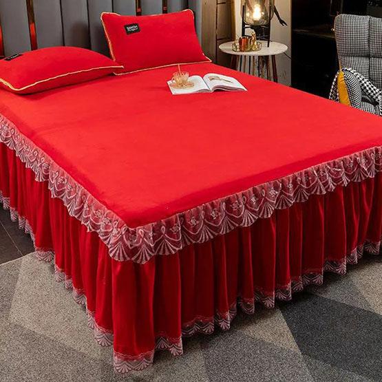 Coral Fleece Blanket Warm Bed Skirt Single-piece Thickened Flannel Mattress Cover Bedspread Quilt Protective Cover