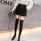 Autumn Winter Street Short High Waist Vintage Party Wide Leg Pants Casual Short Pant Female Pocket