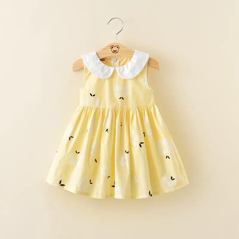 Girls Dress Summer Cotton Vest Princess Skirt Children's Doll Collar Sleeveless Skirt Baby Floral A-line Skirt