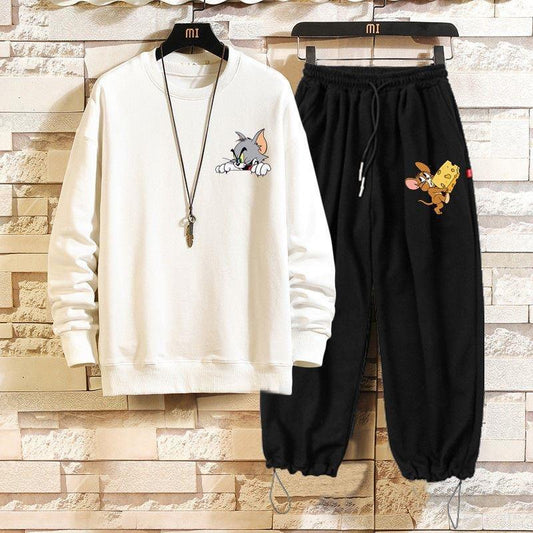 Autumn and Winter Round Neck Sweater Suits Men's Thin Long-sleeved Pullovers Casual Leggings Men's Matching A Two-piece Suit