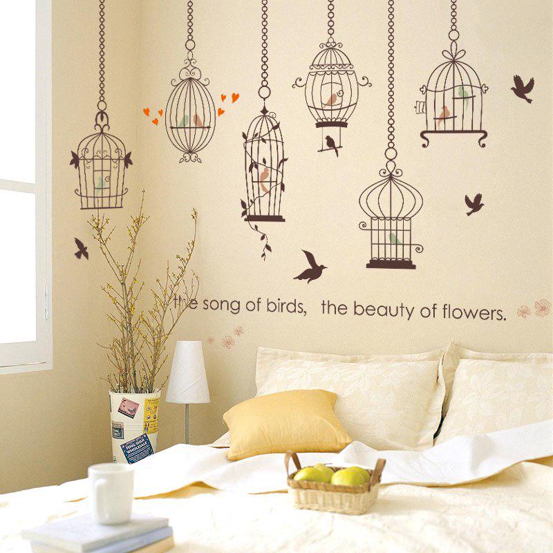 [sticker ]Modern Creative Bird Cage Wall Stickers Home Decor Living Room Window Sofa Tv Background