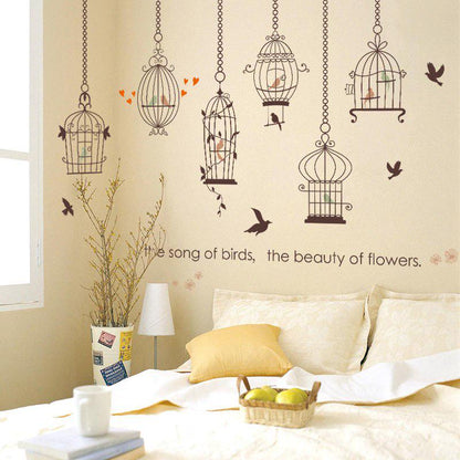 [sticker ]Modern Creative Bird Cage Wall Stickers Home Decor Living Room Window Sofa Tv Background