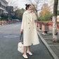 Autumn and winter over-the-knee trend wild woolen coat women white woolen coat mid-length