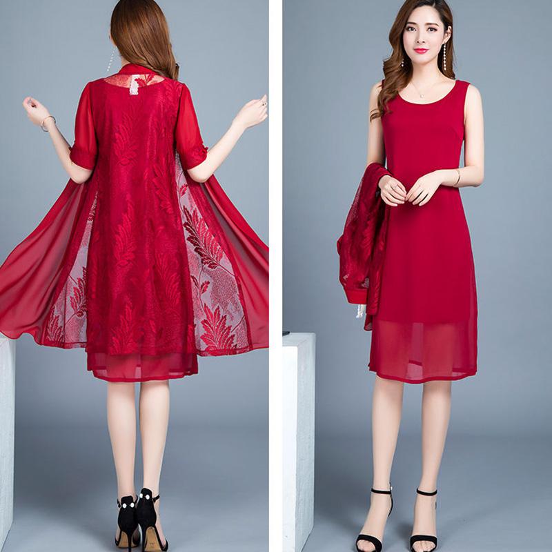 Two-piece Dress Women Mid-length Chiffon Suit Skirt Lightweight and High Quality