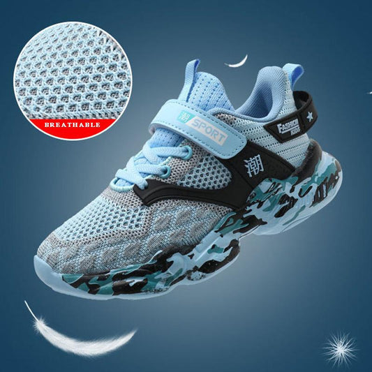 Children's Shoes, Boys' Summer and Autumn Flying Woven Breathable Mesh Sneakers, Trendy Boys, Big Children's Net Shoes