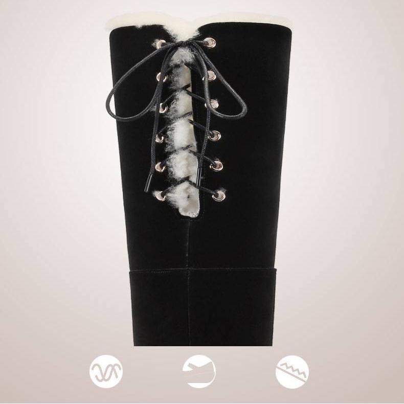 Boots women snow boots women autumn and winter plus velvet warm stretch boots high heel boots