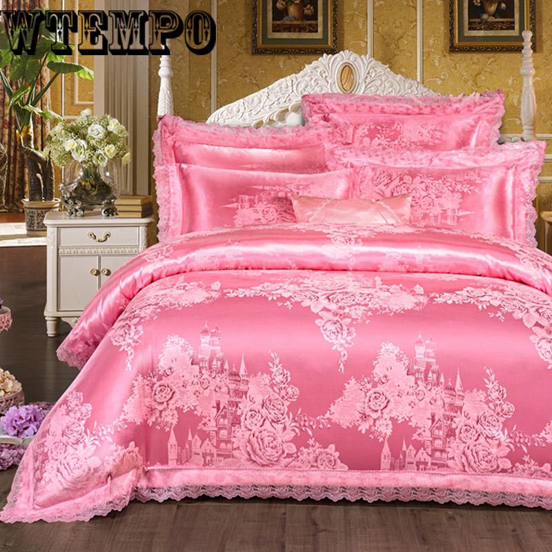 European Jacquard cotton four-piece cotton lace quilt cover sheets home bedroom bedding set