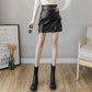 Leather Short Skirt Women's Autumn and Winter High-waisted PU Leather Skirt Loose A-line Skirt Is Thin Outer Wear