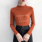 Pofulove Base Shirt Ladies Wild Loose Tide  Half-high Collar Bronzing Alphabet Knit Warm Sweater
