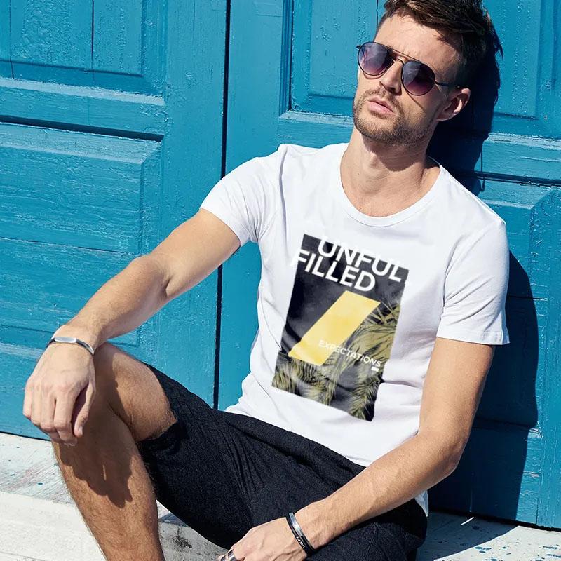 Men's Summer Printed Round Neck Pullover Versatile Summer Casual Loose Short Sleeve Men's Top Thin T-Shirt