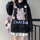 Anime Sweatshirt Japan Cartoon Hooded Tops Oversized Streetwear Harajuku White Long Pullovers Hoodies Plus Size Loose Thick Fleece Fall Winter Hoodies