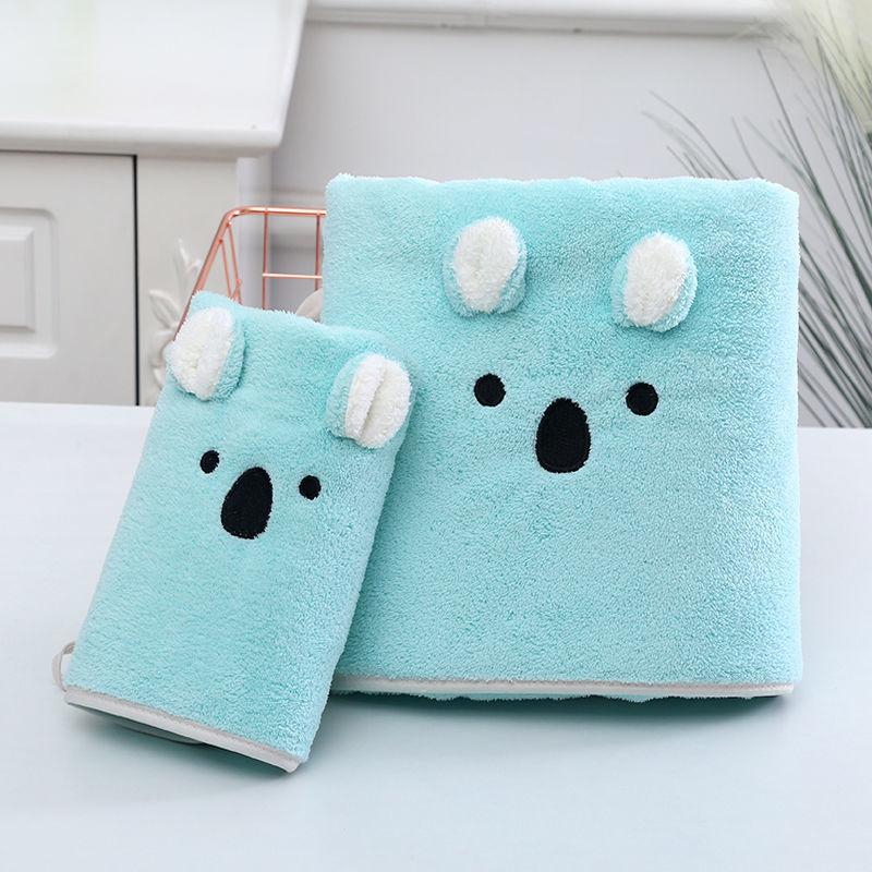 Flannel Soft Bath Towels Bath Towels Cute Pure Cotton Absorbent Household Non-linting Bath Towels Skin-friendly Soft and Washable Without Fading