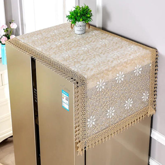 Lace Yarn Embroidery Refrigerator Towel Single Door To The Refrigerator Dust Cover Washing Machine Cover Cloth Multi-purpose Cover Towel
