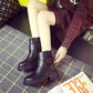 Ankle Boots Women Chelsea Motorcycle Boots Heels Platform Slip on Round Toe Fashion Winter Snow Boot