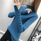 Autumn and Winter Half Turtleneck Loose Bottoming Shirt Button Split Sleeve Sweater Slim Casual Knit Sweater