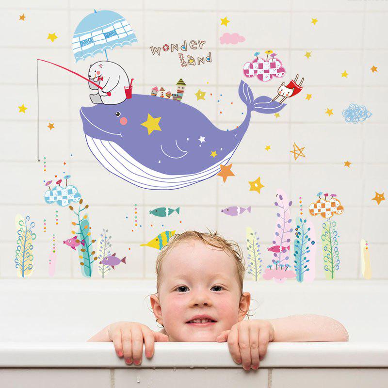 [Wall sticker ]Underwater World Cartoon Dolphin Fish Wall Stickers For Kids Rooms Bathroom Tile Wate