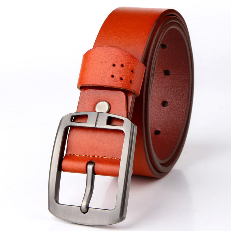Men Waistband Casual Dress Leather Pin Metal Buckle Belt Black Brown Strap